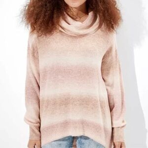 American Eagle Oversized Dreamspun cowl Turtleneck Tan Sweater Size S